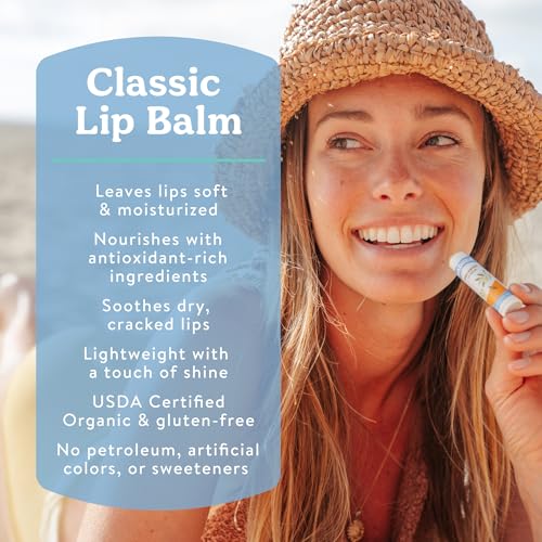 Unscented Organic Lip Balm Pack of 8 - Sensitive & Long-Lasting Moisturizer