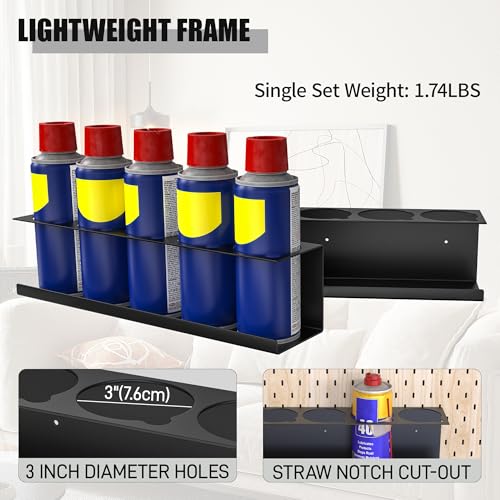 Black Wall-Mounted Spray Bottle Holder 8-Pack Heavy-Duty Steel Storage Rack
