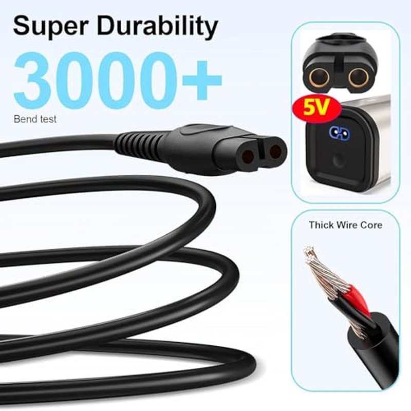 5V 2A Blade Charger Cord for Philips Norelco OneBlade QP2724 QP2834 & Multigroom MG5910 MG7900 MG9510 MG9520, S7887 S5880 Replacement Cord for Phillips 2000 3000 5000 7000 Trimmer Electric Shaver