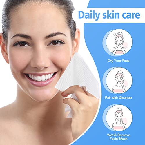 Disposable Face Towels 300 Count Pack - Thick Ultra Soft Cotton Wipes for Skin Care & Makeup Removal, Variation of 100 Count (Pack of 3)