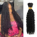 Black 16 Inch Curly Water Wave Human Hair for Boho Braids - 2 Bundles 100g