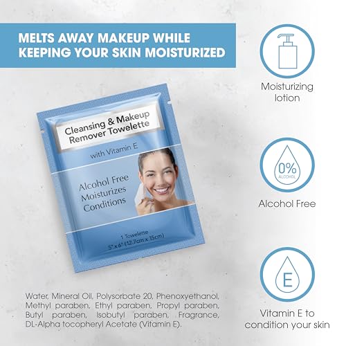 Diamond Wipes Makeup Remover Face Wipes with Vitamin E - 250 Count, Light Blue Packaging