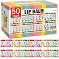 AZEN 50 Pack Lip Balm, Natural Lip Balm Bulk, Lip Care Product, Moisturizing Lip Balms for dry cracked lips, Valentines Gifts Easter Basket Stuffers - 12 Flavors