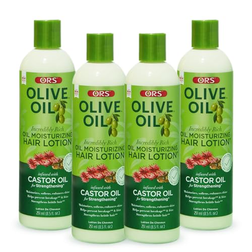 ORS Olive Oil Incredibly Rich Moisturizing Hair Lotion with Castor Oil 8.5 Ounces (Pack of 4)