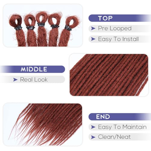 36 Inch Copper Red Dreadlock Extensions - Single Dreads 40 Strands, Variation of Straight36(40 Strands)