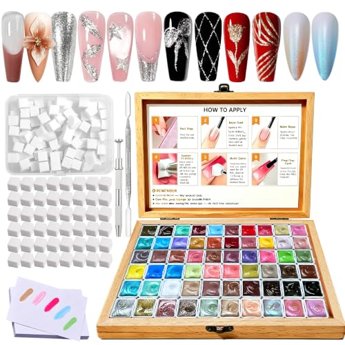60-Color Gel Nail Polish Palette with Sponges - Ombre & Gradient Art Kit