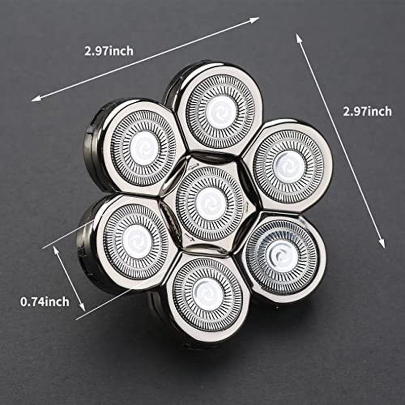7 Blades Head Shaver Replacement Heads Electric Shaver Universal Replacement Blade Head Electric Razor for Men (7D Silvery)
