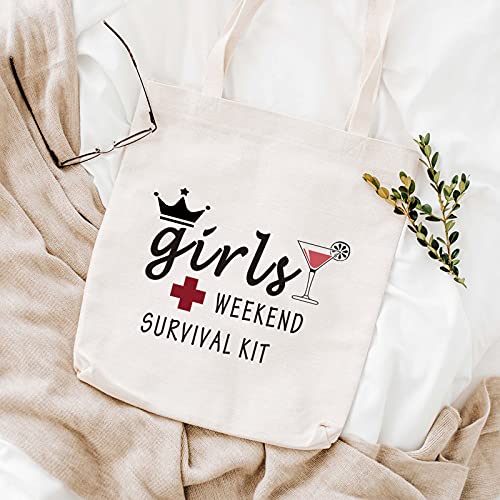WCGXKO Girls Weekend Survival Kit Zipper Pouch Makeup Bag Girls Weekend Girls Trip Gift for Best Friend (Girls Weekend Survival tote)