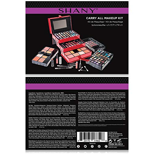 SHANY All In One Makeup Set, 67 Colors Eyeshadow, Blushes, Face Powder, Lipstick, Eye liners, Make up Pencils and Cosmetics Mirror - Makeup Kit With Reusable Beauty Organizer Train Case - Red