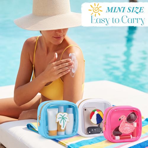 Mini Preppy Makeup Bags Bulk - Multicolor Beach Storage Pouches - 6 Pack