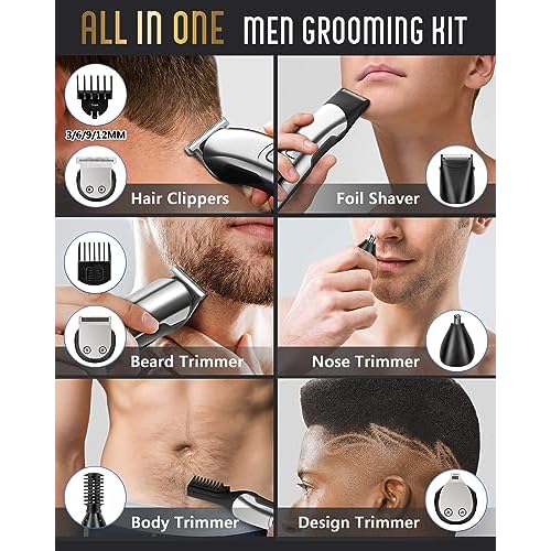 Gifts for Men, Ufree Beard Trimmer with Charger, Electric Razor Shavers Hair Clippers for Men, Nose Hair Trimmer Mustache Body Face Beard Grooming Kit