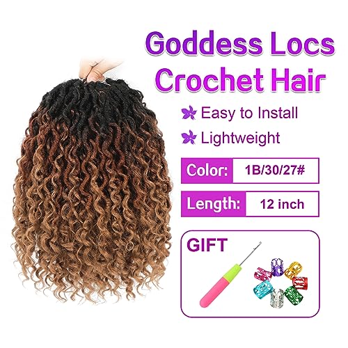 AMELI Goddess Locs Crochet Hair 12 Inch 8 Packs Pre-Looped Curly Ends for Black Women