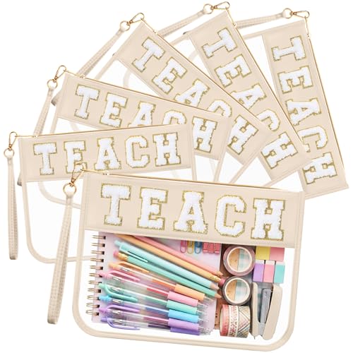 Kacctyen 6 Pcs Clear Makeup Bags with Zipper & Milky White Variant