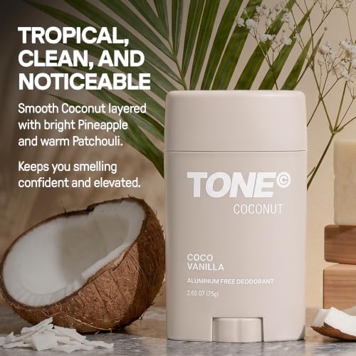 Coconut Vanilla Aluminum Free Deodorant Stick - 48-Hour Odor Protection, Paraben-Free, Dermatologist Tested, 2.65 oz - Pack of 4