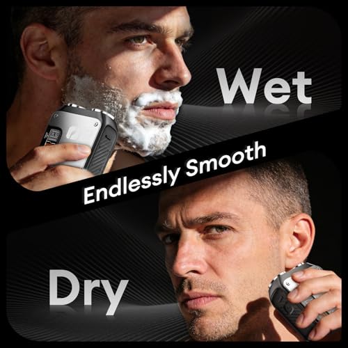PAXA Gray Mini Electric Shaver for Men, Portable Rotary Razor, Waterproof & Fast Charging