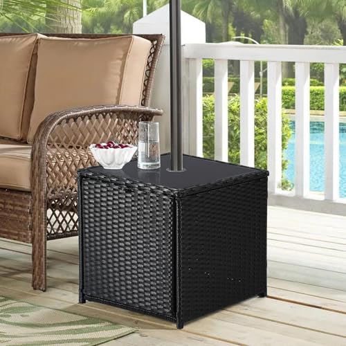 SUNNYPARK Outdoor Umbrella Side Table with Two Weight Bags 2 in 1