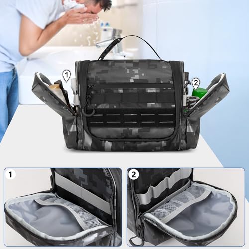 Prokva Hanging Toiletry Bag for Men - Black Digital Travel Organizer