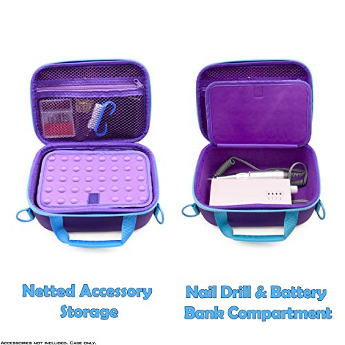 CASEMATIX Portable EFile Nail Drill Machine Case - Professional Hard Shell Bag for Rechargeable Nail Machine Compatible with Nails Drill from AIRSEE, AZ GOGO, MelodySusie, NATPLUS and More