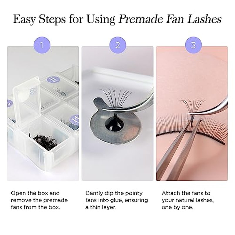 BEYELIAN 500 Fans Premade Fans Eyelash Extensions 0.07mm 10D/20D C/D Curl Volume Lash Extensions Pre Made Fans Lash Extensions Handmade Promade Loose Fans Thin Base 9-16mm Mixed