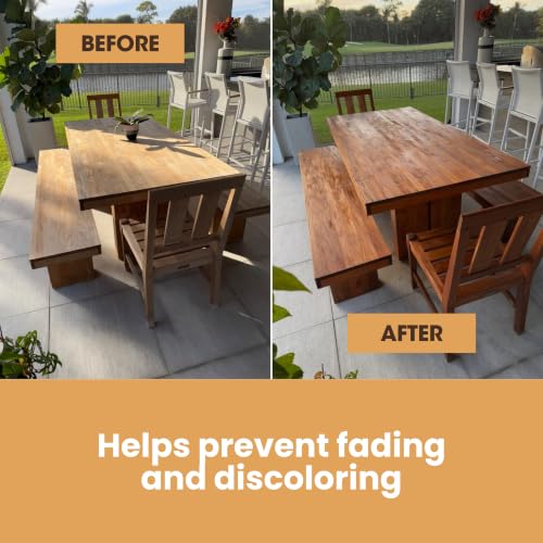 Furniture Clinic 169.07 Fl Oz Teak Oil for Indoor & Outdoor Wood Furniture - Natural Finish & Protection