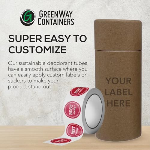 GreenWay 2.5oz Kraft Paper Deodorant Tubes - Pack of 25 Brown Refillable Containers