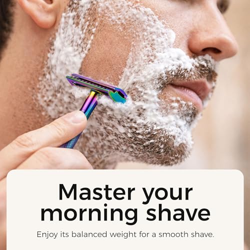 Safety Razor for Women,Safety Razor with 5 Blades,Women Razor with a Delicate Box,Free of Plastic (Stand Style Rainbow Razor)