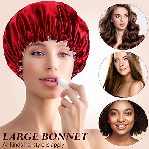10-Pack Satin Sleep Bonnet for Women, Reversible & Adjustable Hair Caps