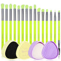 Docolor Makeup Brushes Cleaner Set +15Piece Eye Makeup Brushes,Soft Synthetic Hairs Professional Eye Shadow Blending Brush Set with Solid Soap Cleanser & Color Removal Sponge & Silicone Brush Cleaner