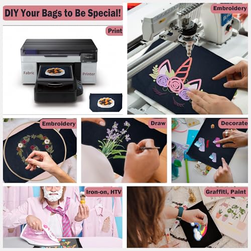 Koolmox 20 Pack Large Canvas Pouches 12oz - Black L 12.2x7.4x2.7'' Flat Bottom DIY Cosmetic Bags