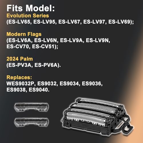 Men's Electric Shaver Replacement Blades and Foil for Pa-nasonic ARC5 5-Blade Shavers, Compatible with WES9032P ES9032 ES9034 ES9036 ES9038, Fits Models ES-LV61, ES-LV65, ES-LV67, ES-LV95, ES-LV97