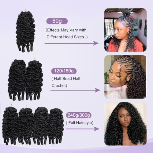 Burmese Curly Crochet Hair Extensions 120g 16 Inch - Natural Human Hair, Easy Install