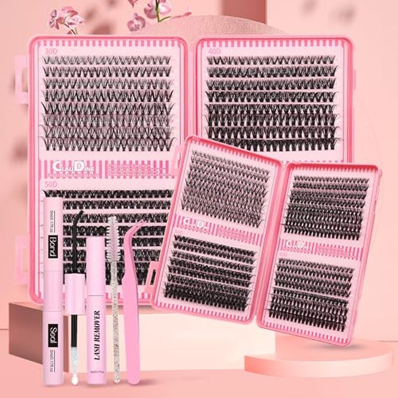 Lash Extension Kit, DIY Eyelash Clusters Kit with Lash Bond and Seal Glue Waterproof, Eyelashes Remover for Lash Cluster Extensions Kit for Beginner,Lashes Applicator Tool (30D40D50D)