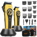 Yellow Cordless Hair Clippers Kit for Men with Precision Blades & Accessories