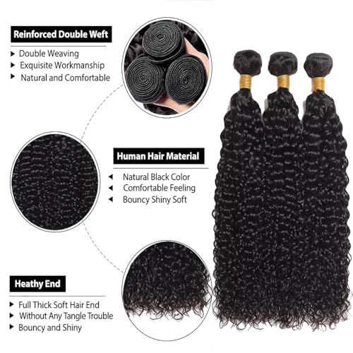 Kinky Curly Hair Bundles 10 12 14 Inch Black Virgin Curly Wave Human Hair