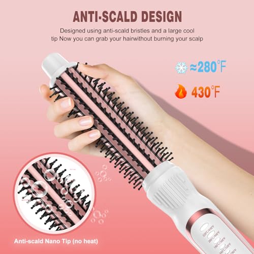 1 Inch Ceramic Tourmaline Heated Round Brush - White - Curling Iron & Voluminous Styling