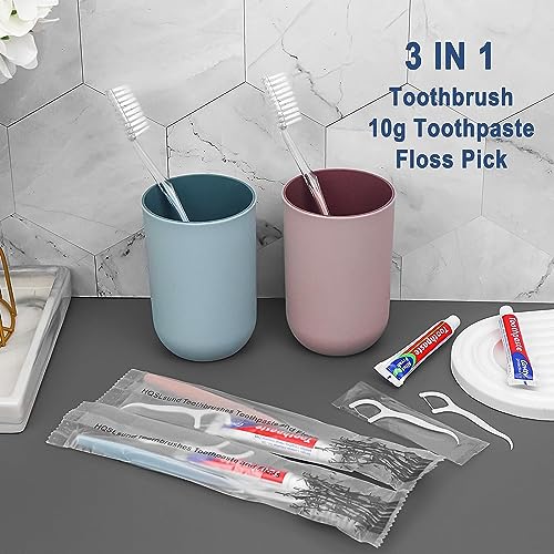 100pcs Disposable Toothbrushes with Toothpaste & Floss - 2 Colors, Travel Set