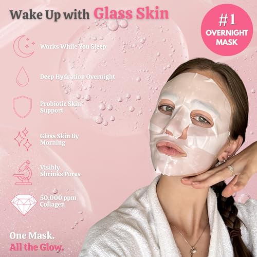 Hydrogel Collagen Sleep Mask with Hyaluronic Acid for Deep Hydration & Glass Skin - Pack of 4