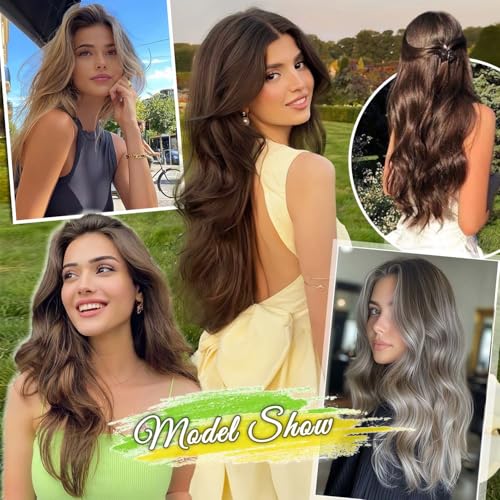 H2/426 24 Inch Long Wavy Clip-In Hair Extensions - Double Weft Thick Hairpieces