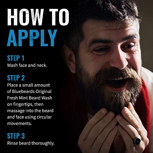 Bluebeards Original Fresh Mint Beard Care for Men, 8.5 oz. - Natural Peppermint Oil Formula for Deep Cleansing, Softening, and Conditioning Beard and Skin - Made in USA