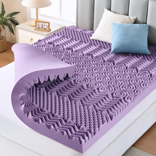 California King Mattress Topper 3 Inch 7-Zone Gel Memory Foam Egg Crate Pad