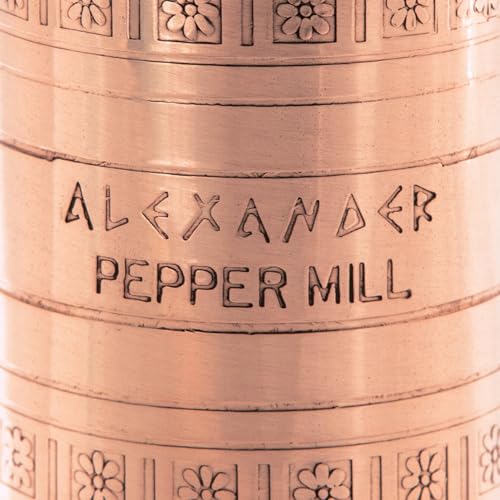 Alexander Home Greek Copper Pepper Mill 9-Inch - Refillable & Handmade