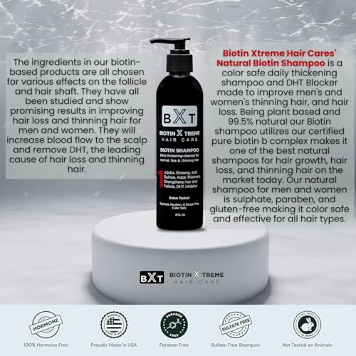 Biotin X Treme Hair Growth Shampoo 8 oz - Natural DHT Blocker for Thinning Hair