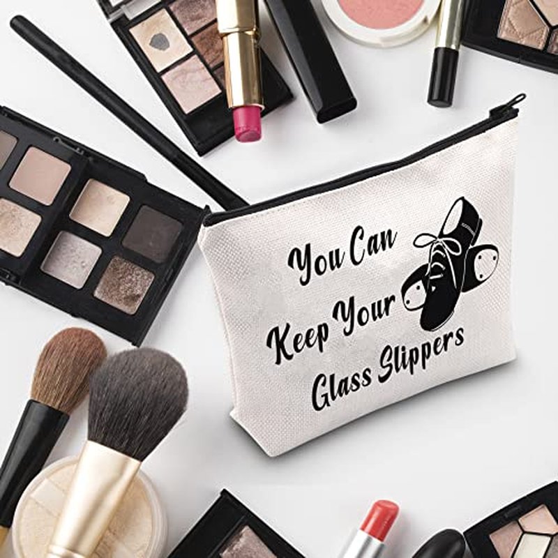 G2TUP Tap Dance Gift Cosmetic Bag Zipper Travel Pouch (Keep Your Glass Slippers White Bag)