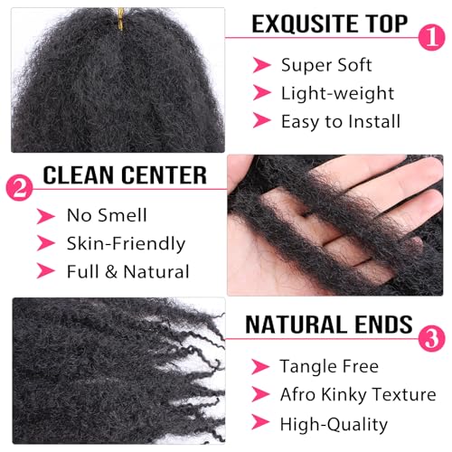 18 Inch Marley Twist Braiding Hair - 8 Pack, 1B# Natural Black, Crochet Faux Locs