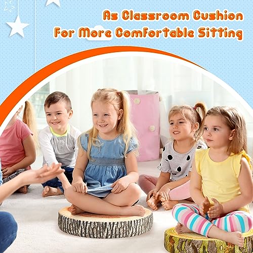 16 Pcs Tree Stump Floor Cushions - Decorative Round Wooden Stool Pillows for Kids & Home