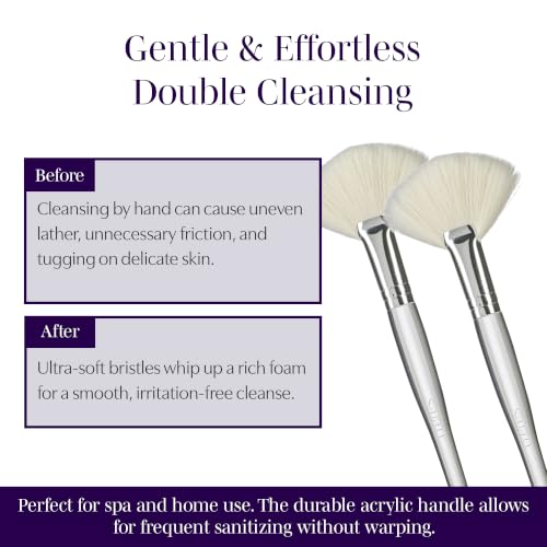 Facial Cleansing Brush Set of 2 - Ultra Soft Fan Style Skin Care Tools