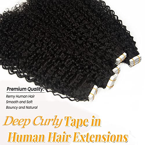 Smartinnov Deep Curly Tape-in Hair Extensions 12 Inch 1B-DC 50g for Black Women
