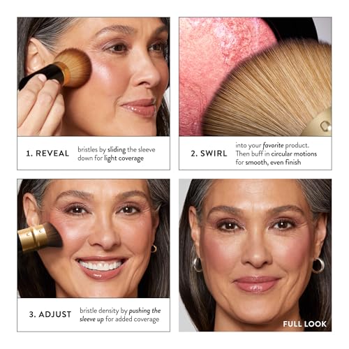 Laura Geller Retractable Angled Kabuki Makeup Brush - Vegan, Travel-Friendly