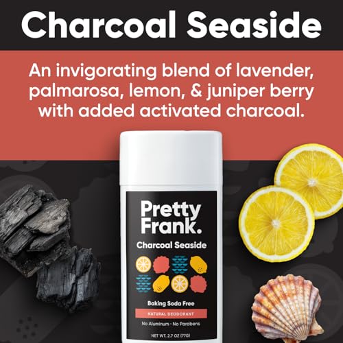 Pretty Frank Charcoal Seaside Deodorant Stick 2.7oz Pack of 2 - Natural & Aluminum-Free