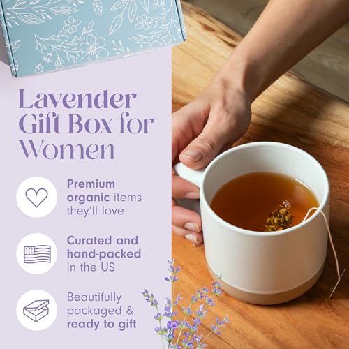 Lavender Spa Gift Set with Candle, Bath Bomb & Soap - Relaxation Gift Basket for Women